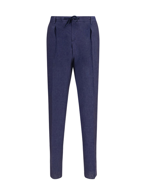 Gi Capri 100% Linen trousers in navy