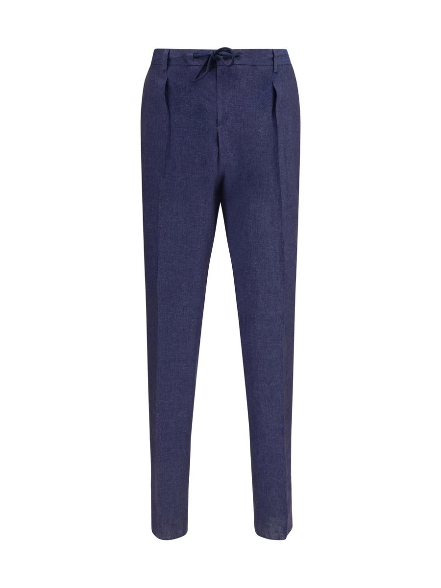Gi Capri 100% Linen trousers in navy