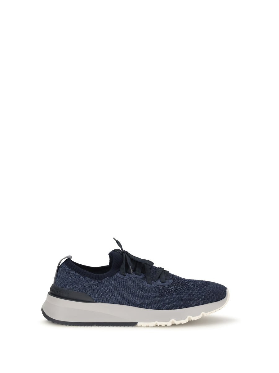 Brunello Cucinelli UPPER: 89% COTTON sneaker in navy