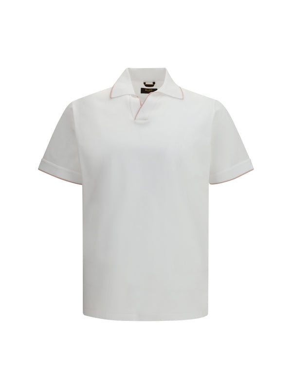 Moorer 100% Cotton polo in white