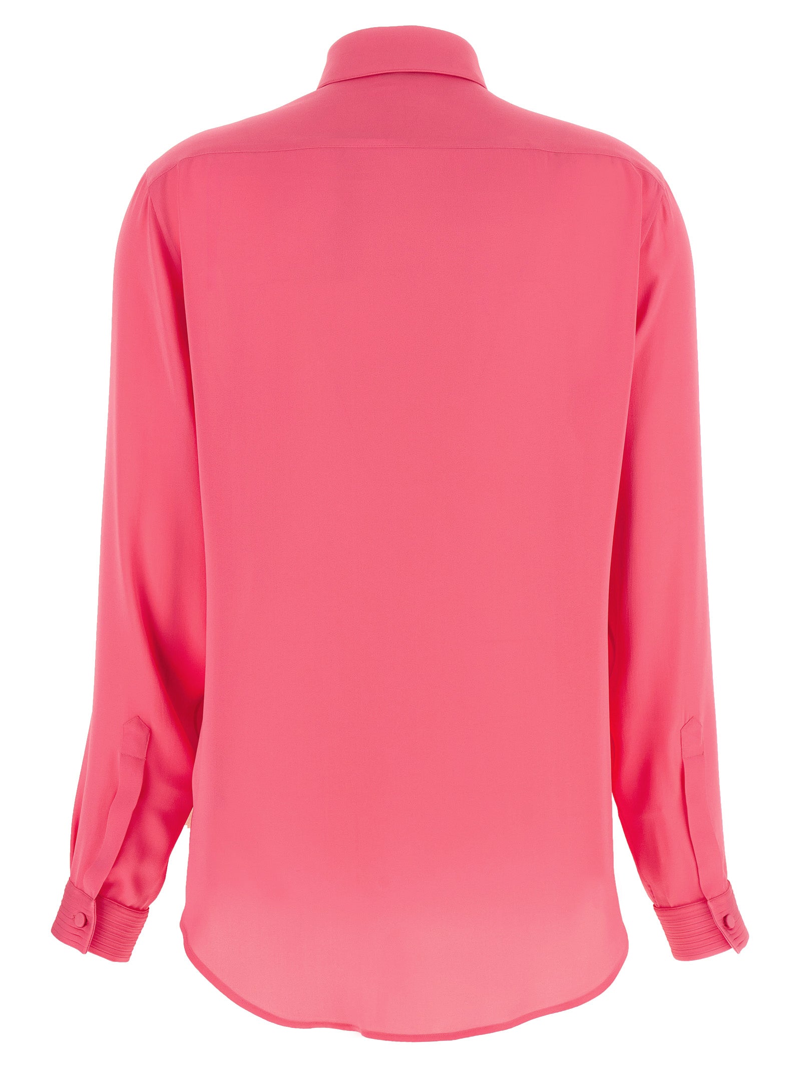 Tuxedo Shirt Fuchsia Silk Shirt, Blouse