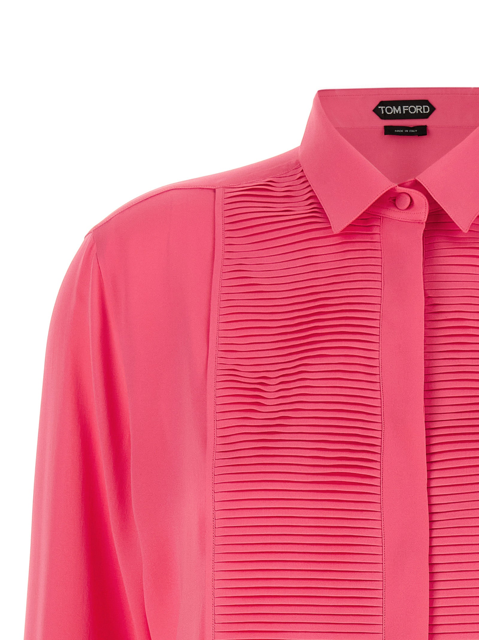 Tuxedo Shirt Fuchsia Silk Shirt, Blouse