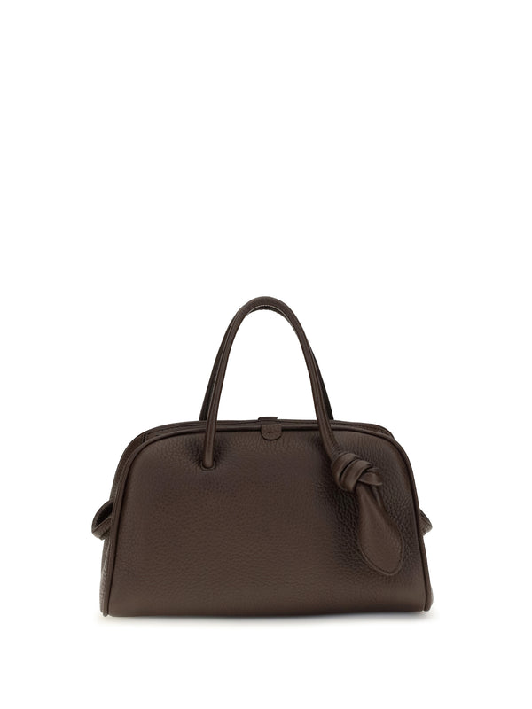 Top-Handle Bag Dark Brown Calf Leather Bos Taurus Handbags