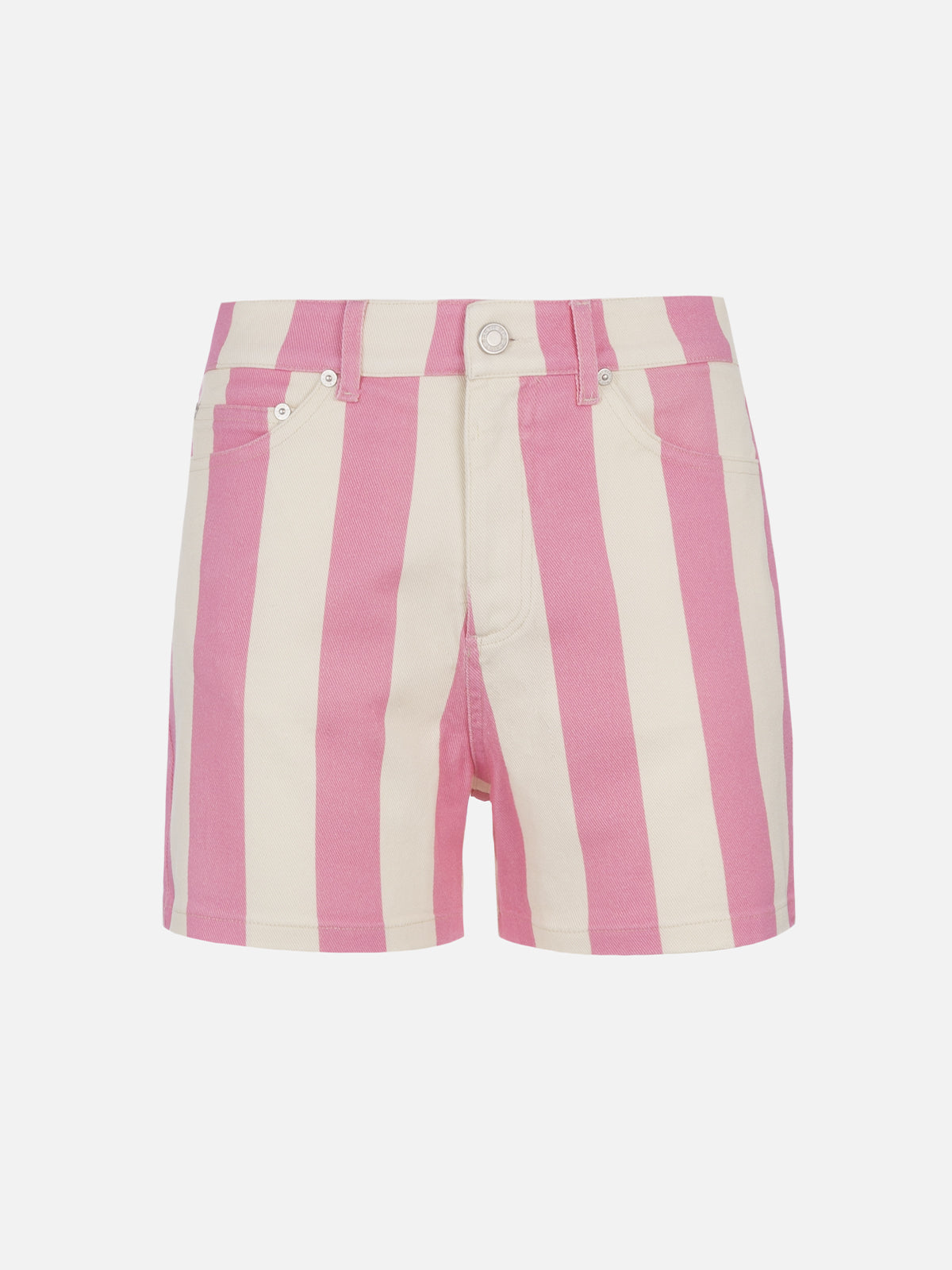 Cancun Pink Striped Denim Bermuda Shorts Pant