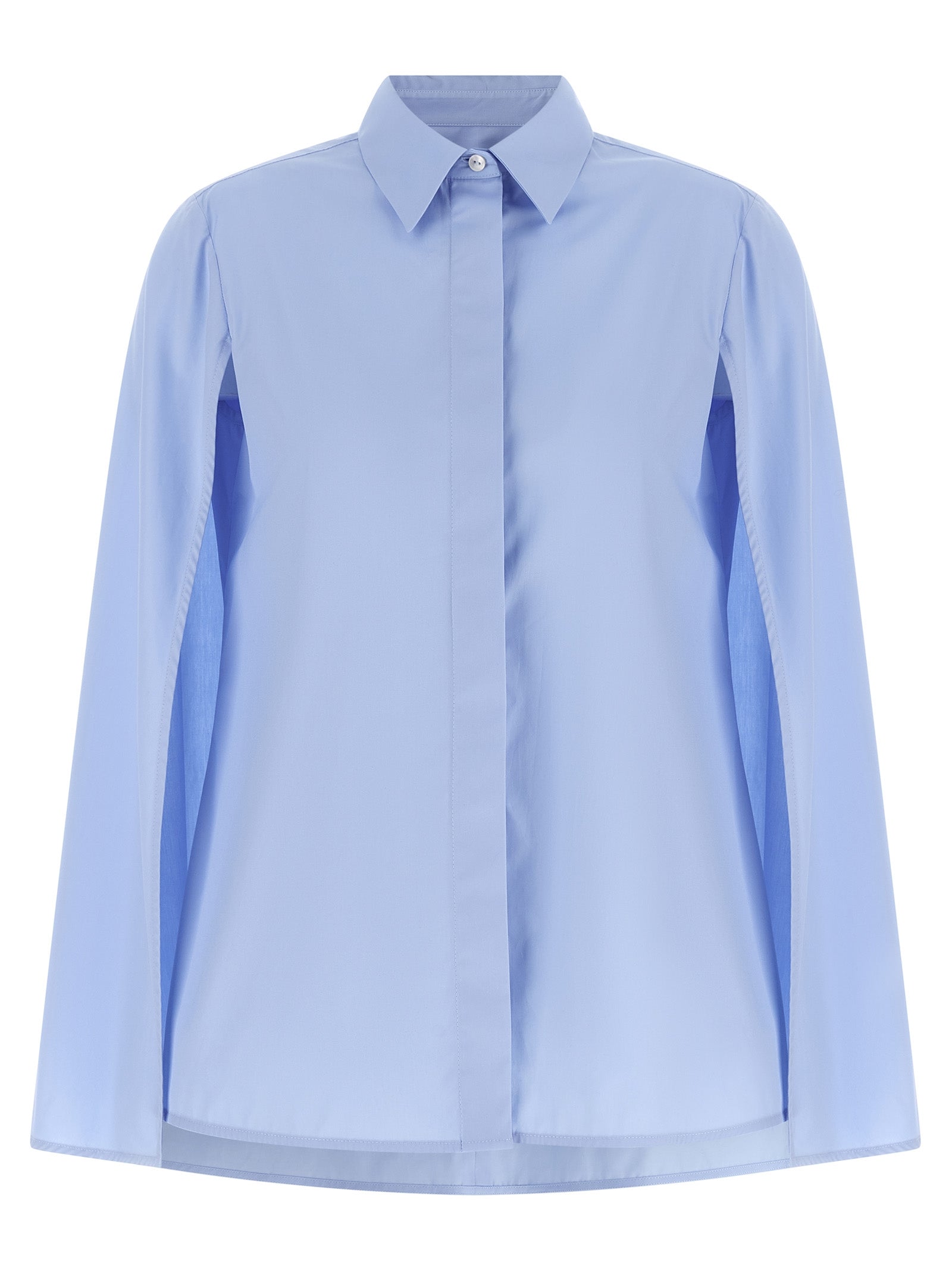 Hooded Shirt Light Blue Cotton Shirt, Blouse