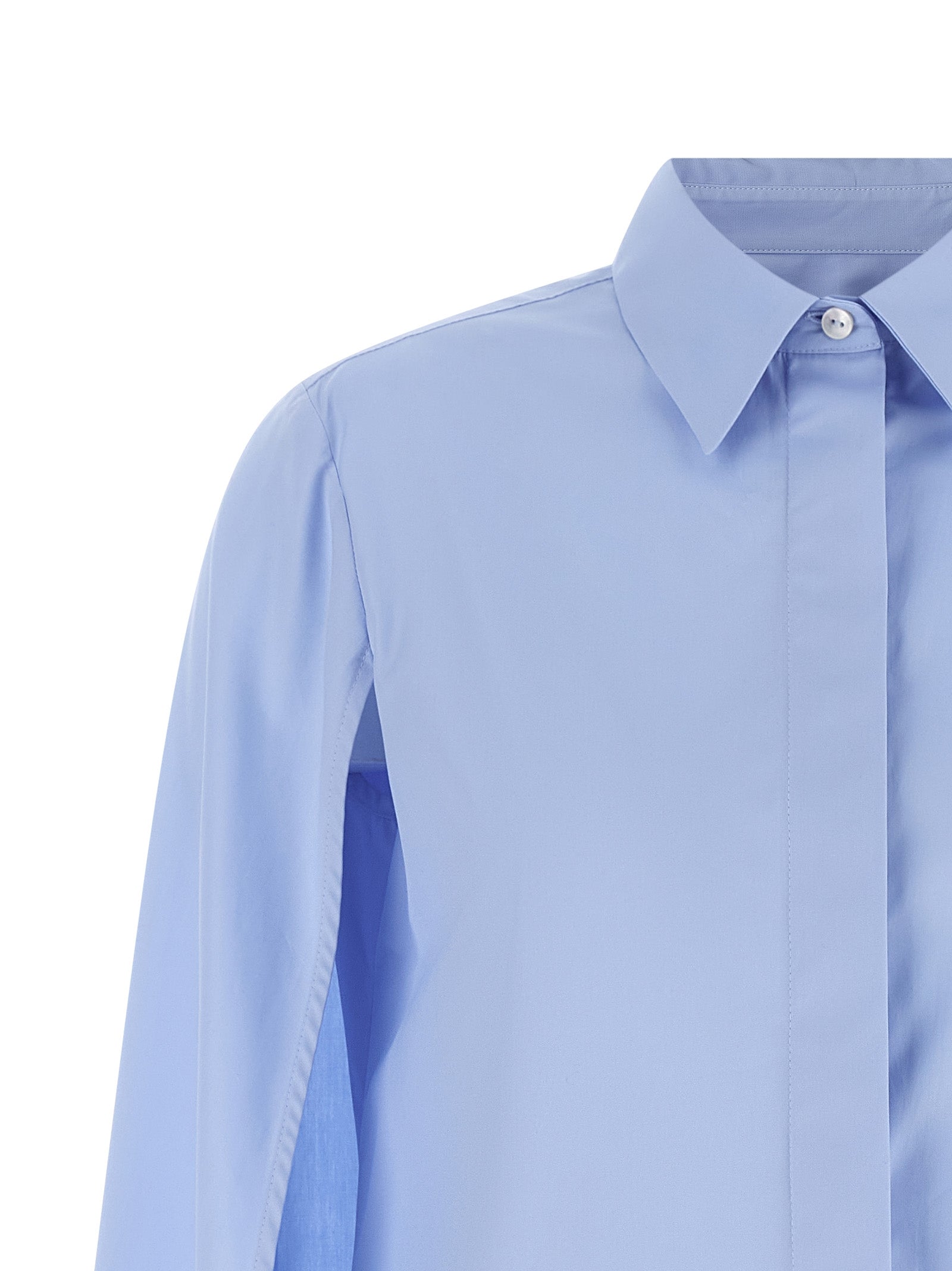 Hooded Shirt Light Blue Cotton Shirt, Blouse