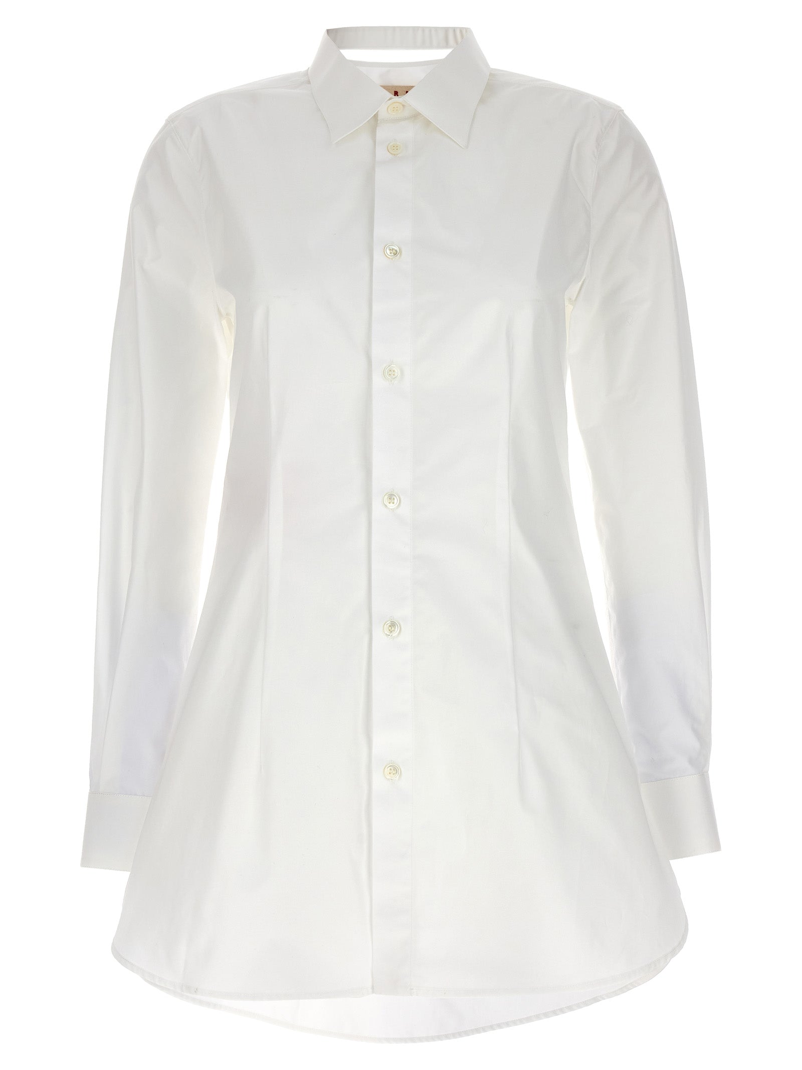 Cut-out collar shirt White Cotton Shirt, Blouse