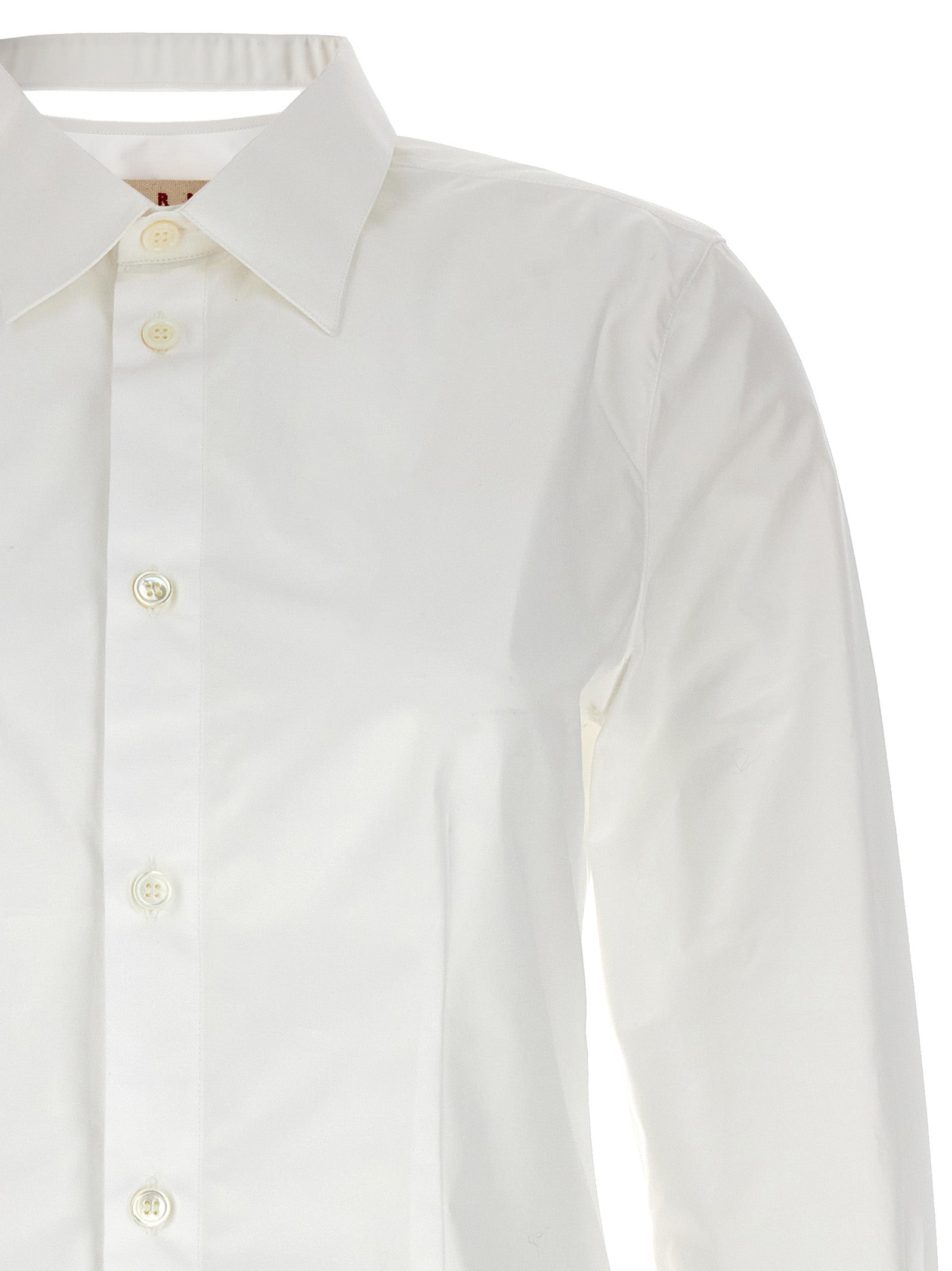 Cut-out collar shirt White Cotton Shirt, Blouse