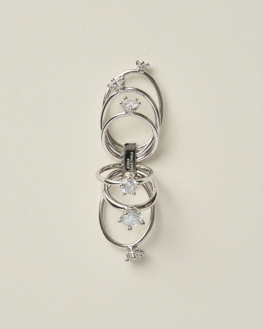 Bague Diamanti Orbit En Laiton Argenté Silver Jewelry