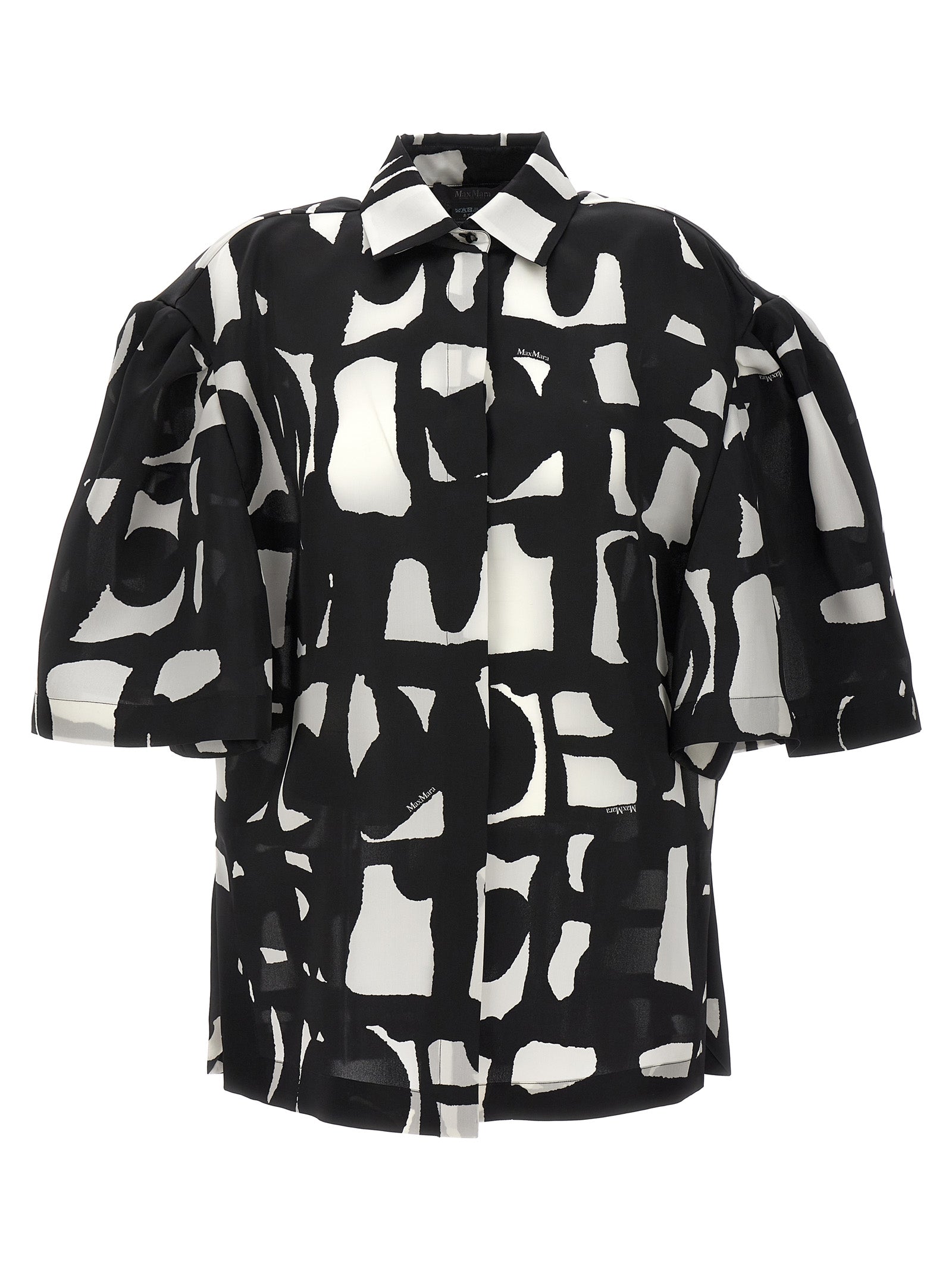 Carella Shirt White/black Silk Shirt, Blouse