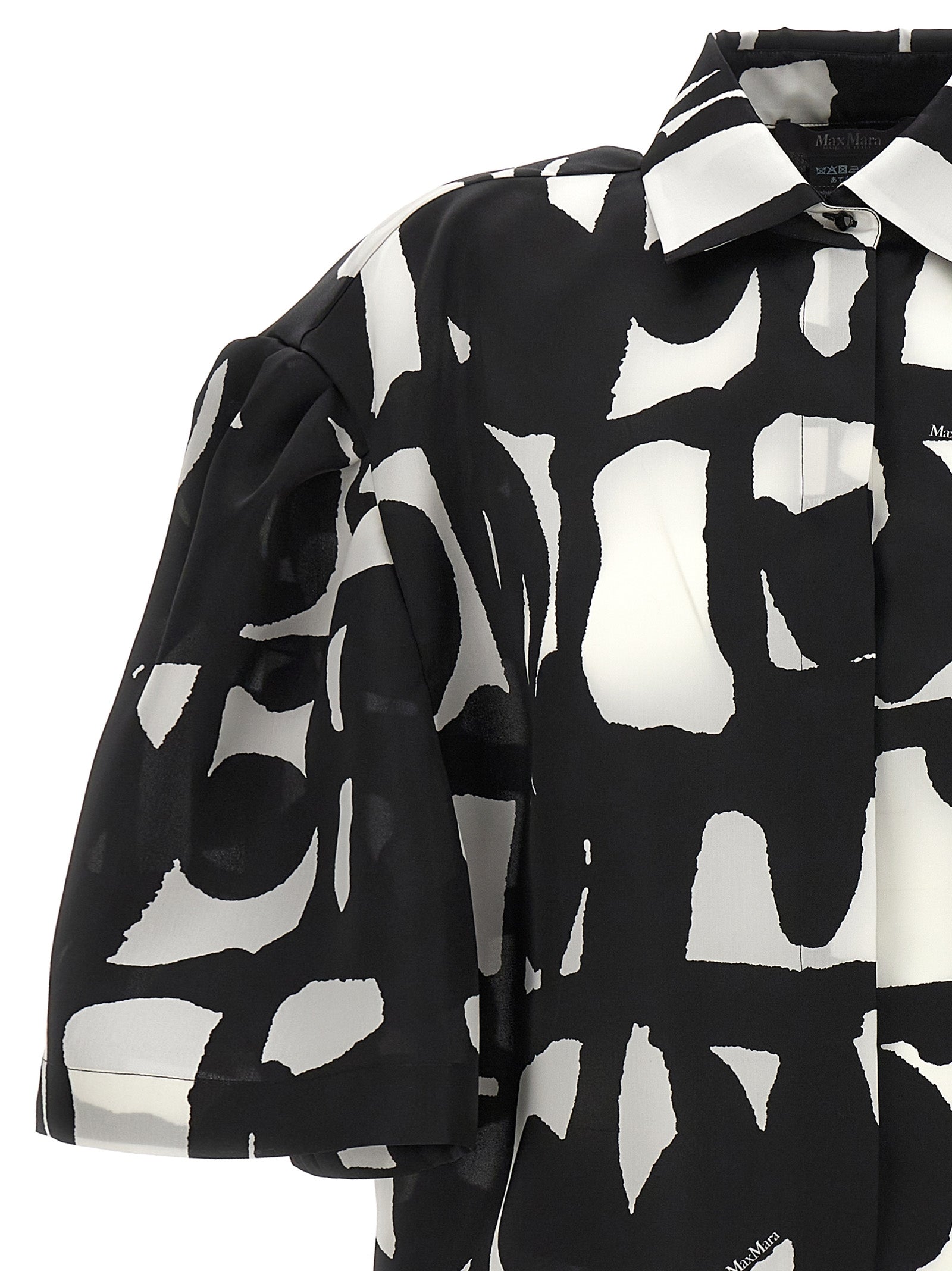 Carella Shirt White/black Silk Shirt, Blouse