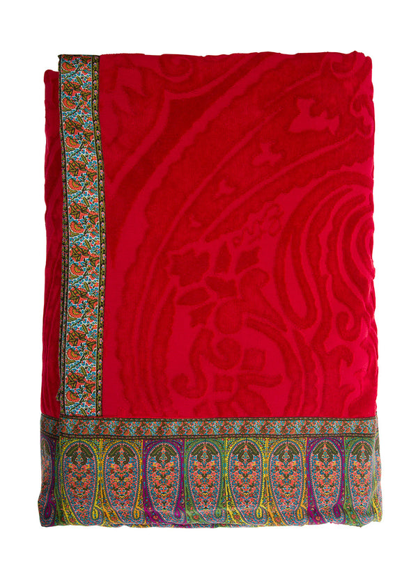 Beach Towel Rectangular Red Cotton Accessories