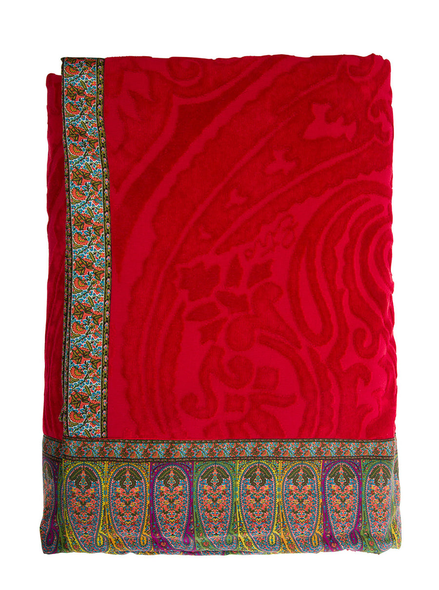 Beach Towel Rectangular Red Cotton Accessories