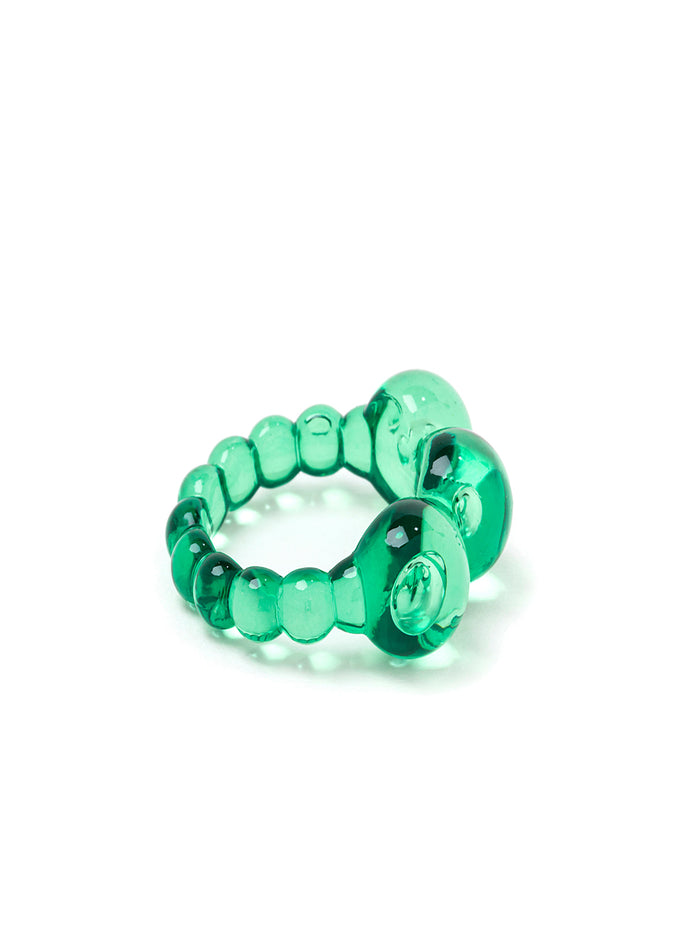 La Manso Womans Set Of Two Ranunculus Green Plastic Rings