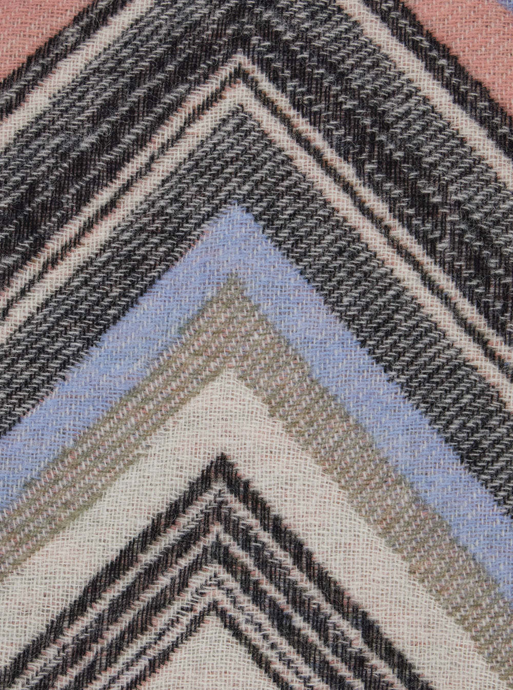 Multicolor Rectangular Blanket With All-Over Zigzag Motif Wool Blend Blankets