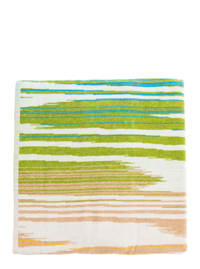 Fiammetta Multicolor Beach Towel With Logo Lettering On The Front Cotton Home Towels