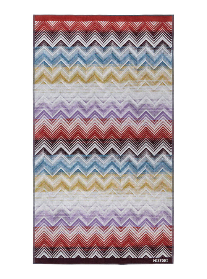 Marea Multicolor Beach Towel With Logo Lettering On The Front And Zigzag Motif Cotton Home Towels