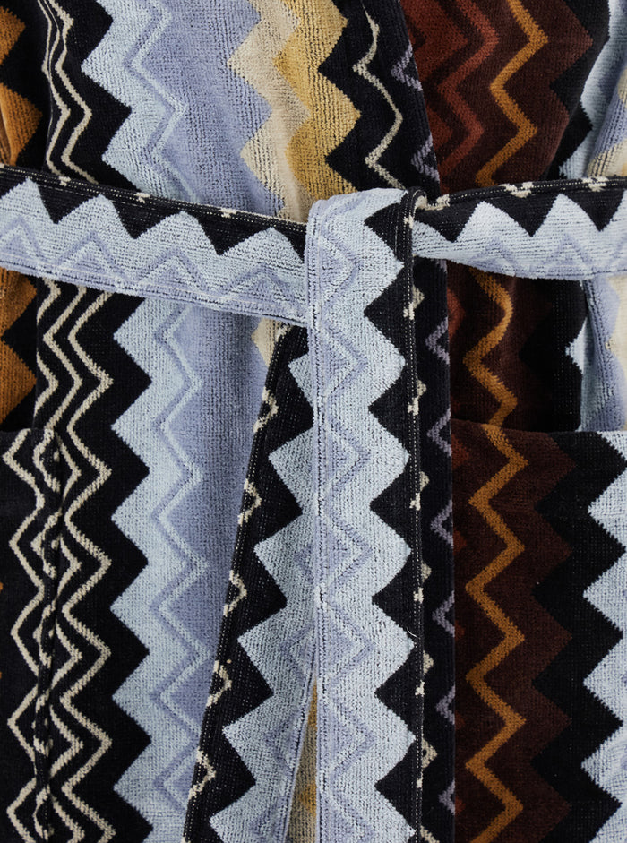 Giacomo Multicolor Bathrobe With Zig Zag Motif Cotton Home Bathrobes
