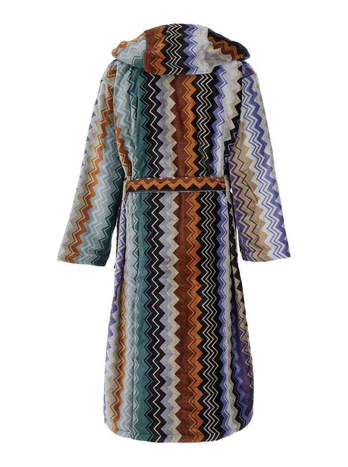 Giacomo Multicolor Bathrobe With Zig Zag Motif Cotton Home Bathrobes