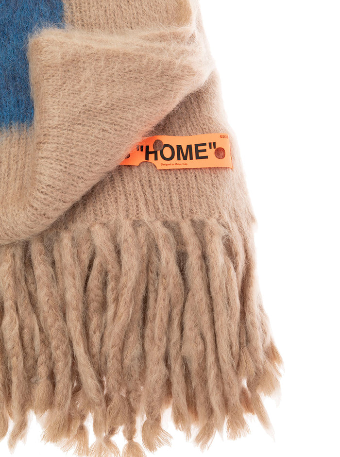 Beige Mohair Blanket With Arrow Print Off White Home Polyamide Wool Blankets