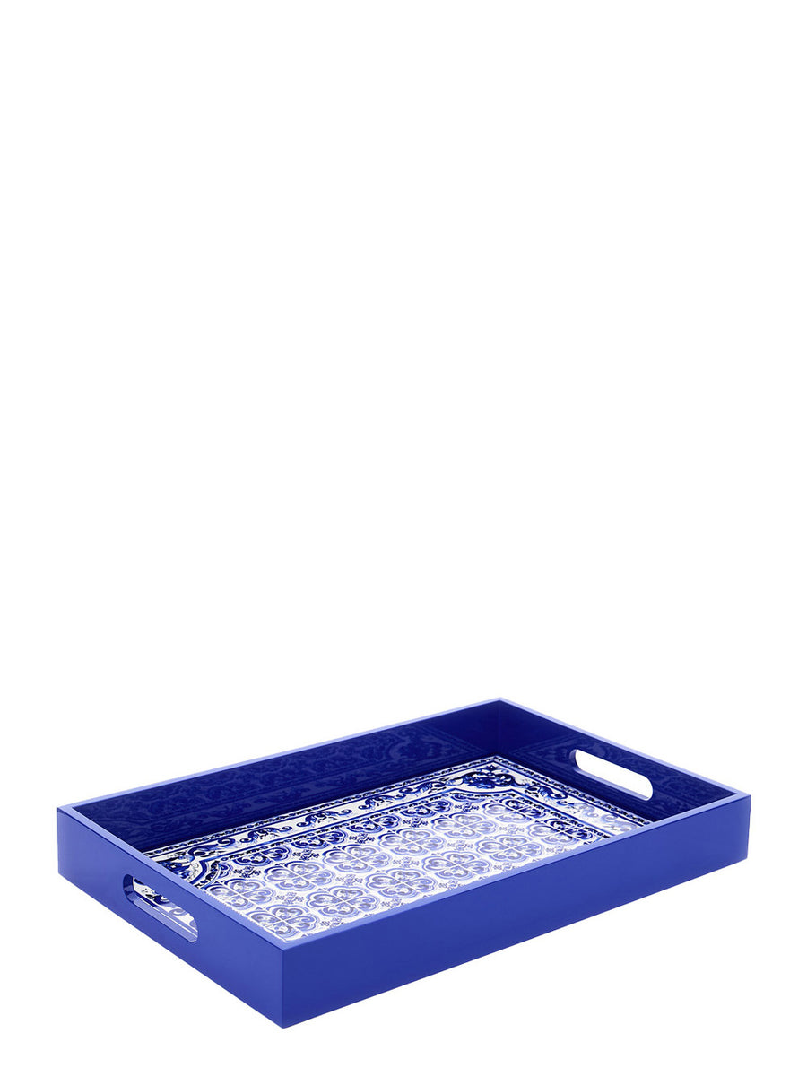 Rectangular Lacquered Wood Tray Multicolour Decorative Trays & Plates