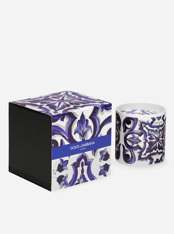 Sicilian Neroli And Lemon Scented Candle With Blue Mediterraneo Print Dolce & Gabbana Blu Candles