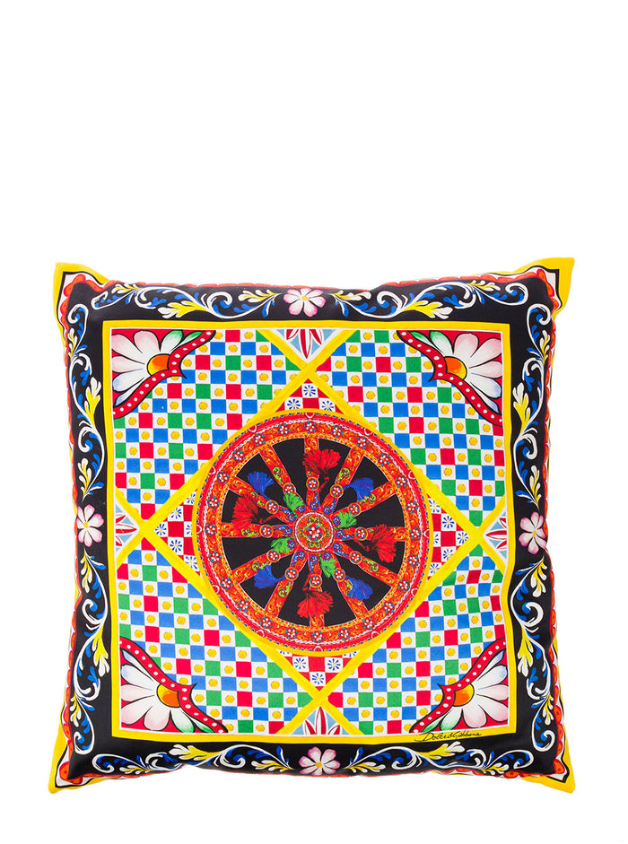 Multicolor Small Cushion With Carretto Foulard Print Duchesse Cotton Dolce & Gabbana Cushions