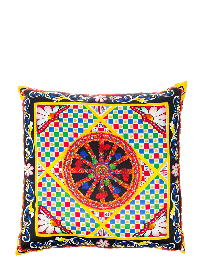Multicolor Small Cushion With Carretto Foulard Print Duchesse Cotton Dolce & Gabbana Cushions