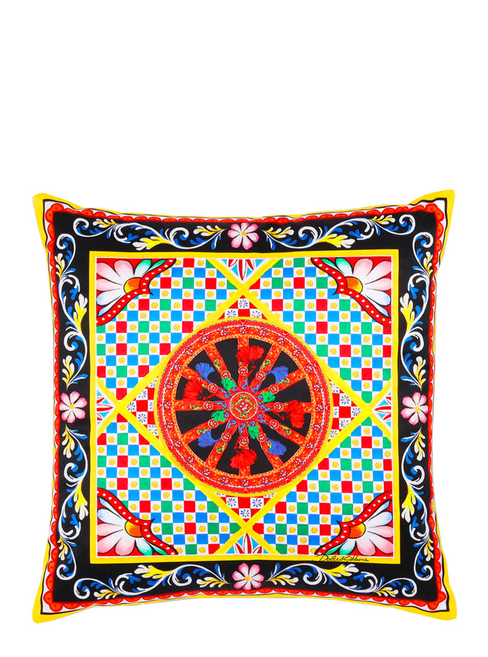 Multicolor Square Cushion With All-Over Graphic Print Cotton Home Cushions