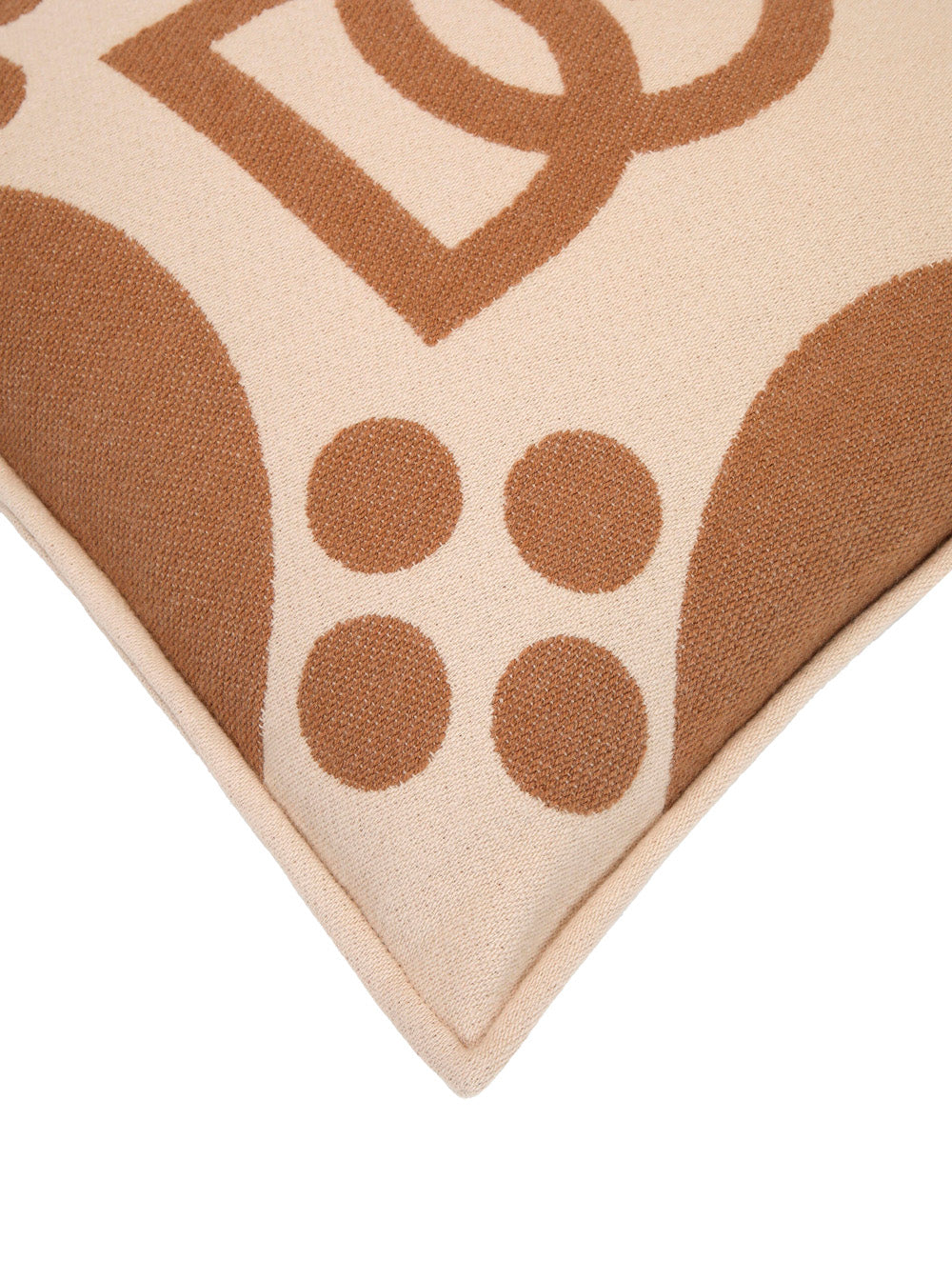 Brown Square Cushion With Graphic Print And Logo On The Front Wool Home Cushions