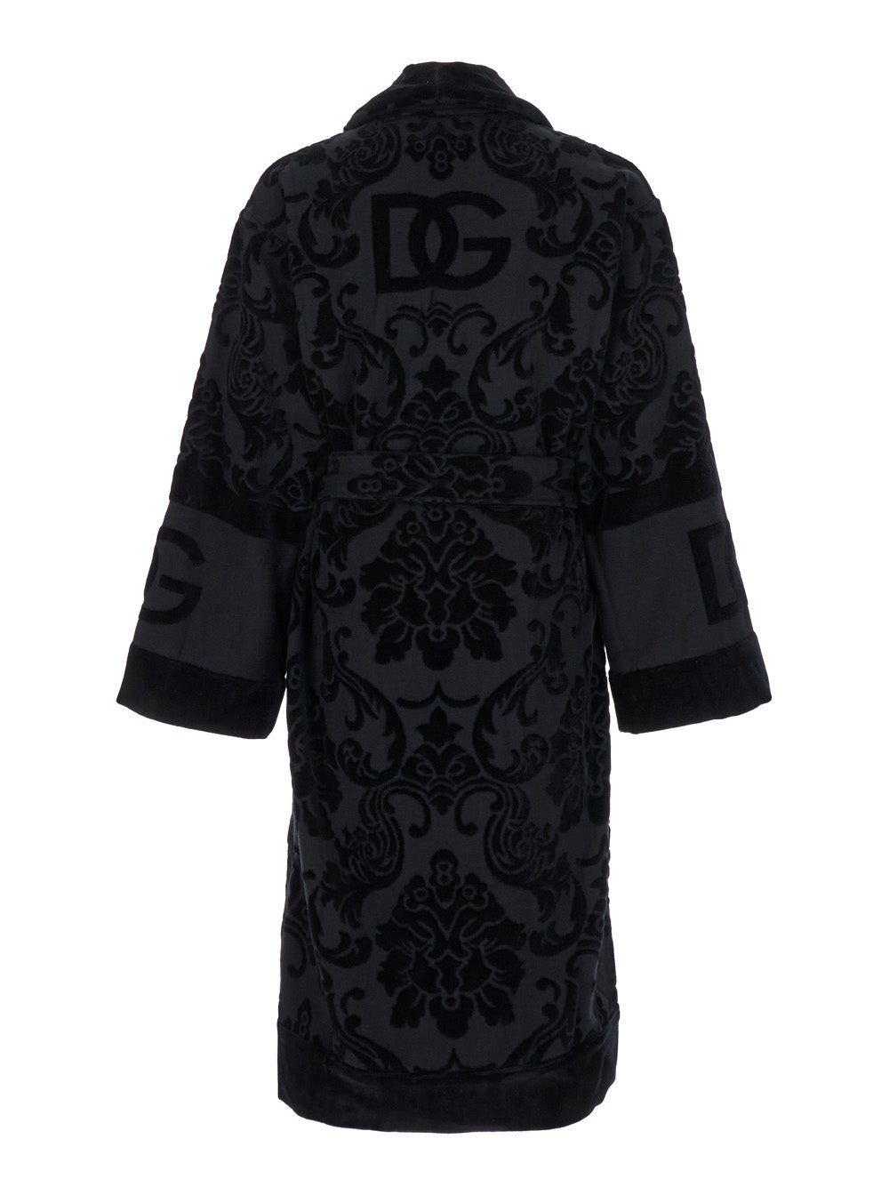 Black Bath Robe With Matching Belt Terry Cotton Jacquard Bathrobes