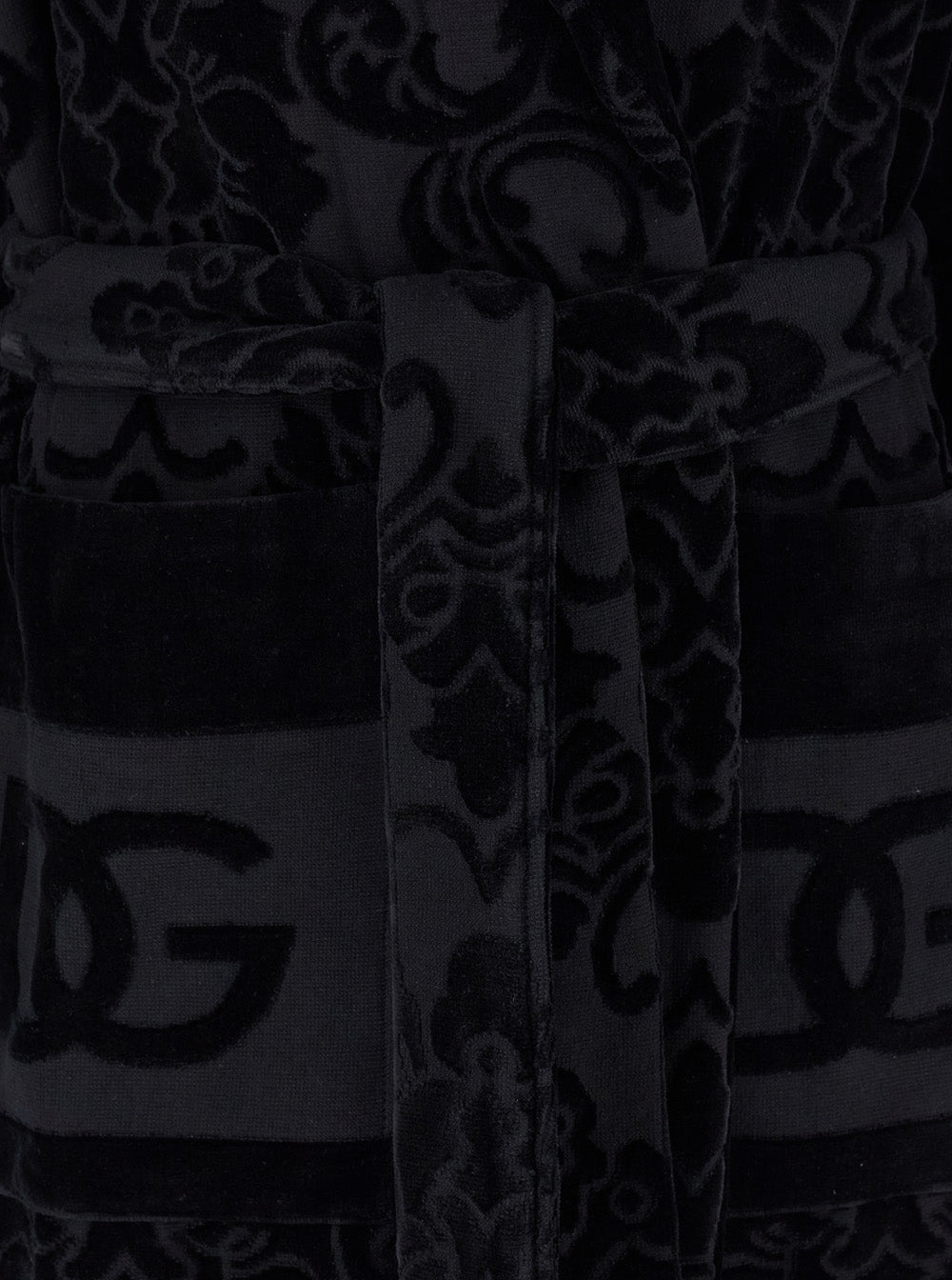 Black Bath Robe With Matching Belt Terry Cotton Jacquard Bathrobes