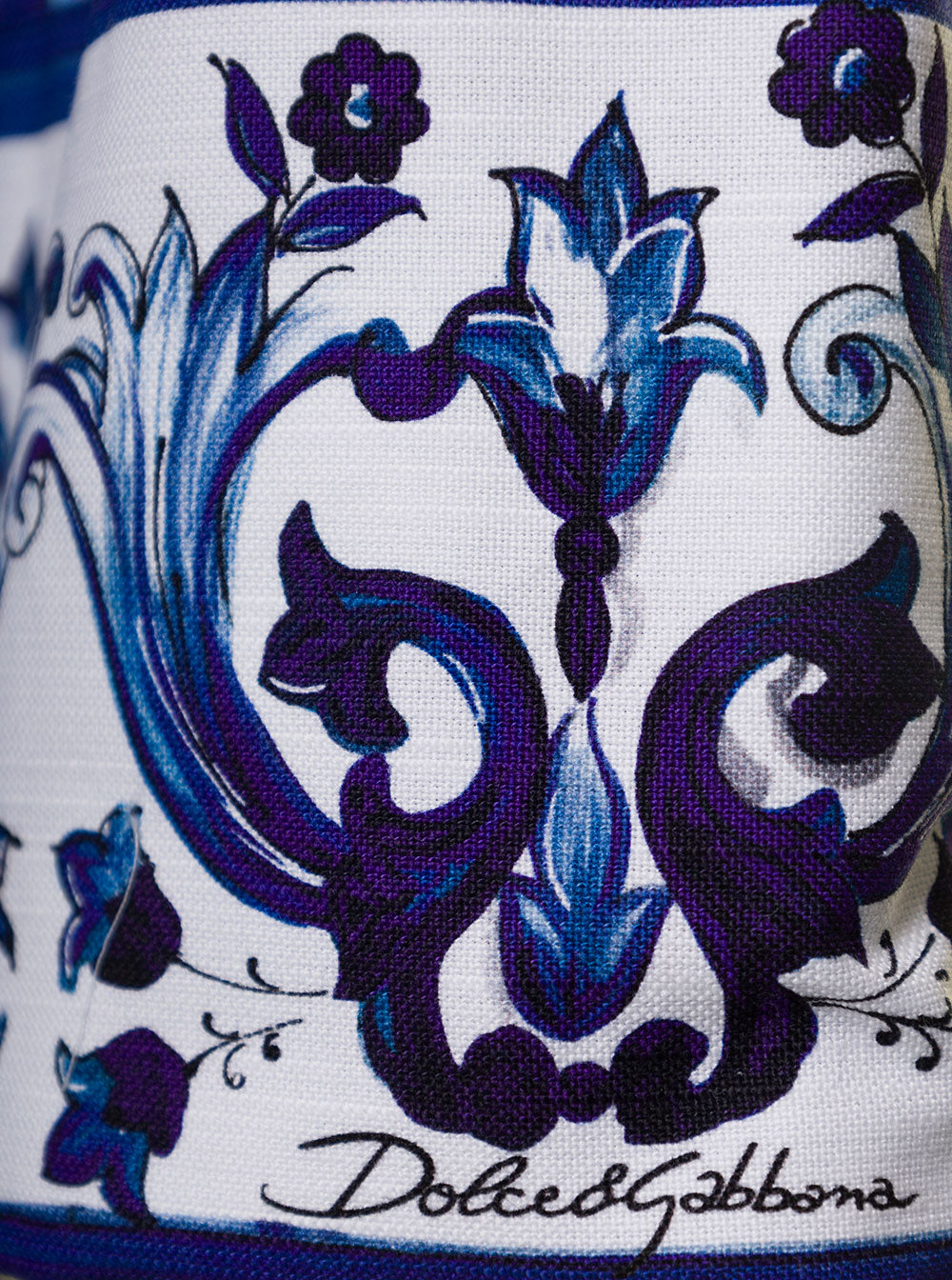 Multicolor Kimono Bathrobe With All-Over Blu Mediterraneo Print Cotton Dolce & Gabbana Bathrobes