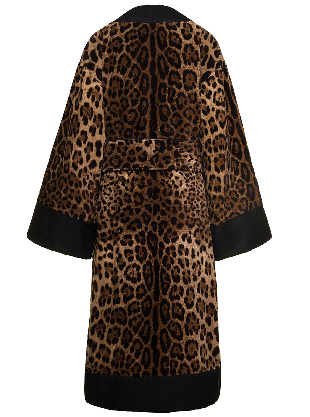 Multicolor Kimono Bathrobe With All-Over Leopard Print Cotton Dolce & Gabbana Brown Bathrobes