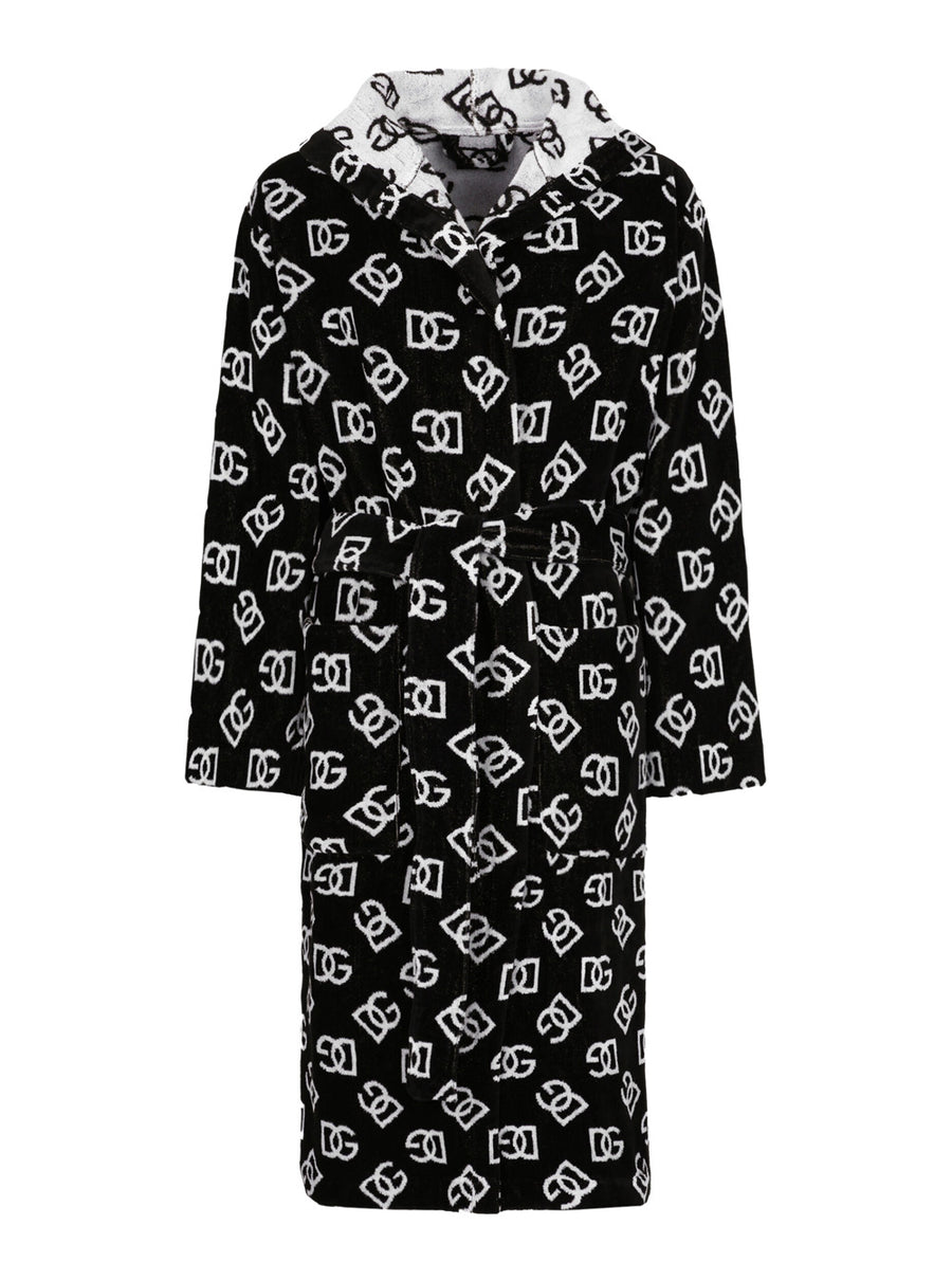 Bathrobe Cotton White-Black White/black Towels & Bath Robes