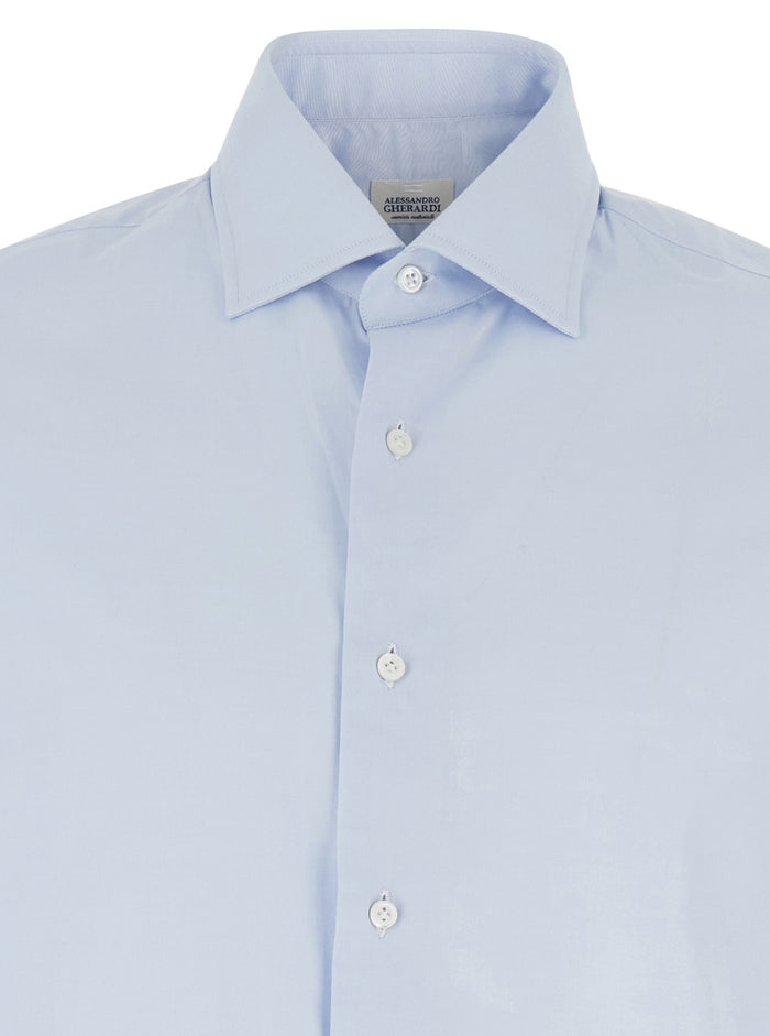 Light Blue Shirt with Classic Collar in Cotton Man And Blouses