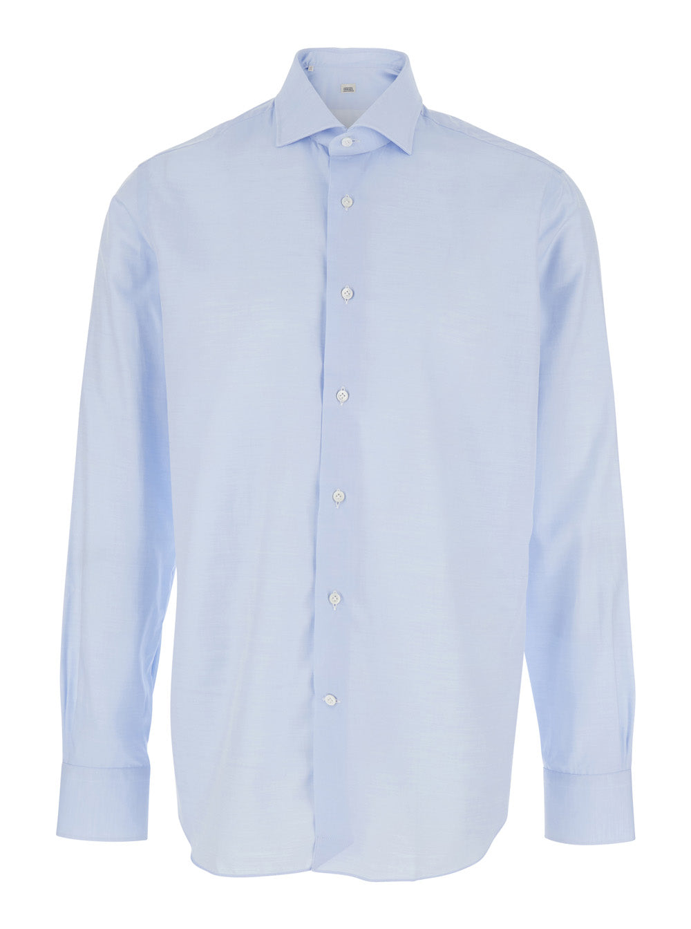 Light Blue Shirt with Classic Collar in Cotton Blend Stretch Man And Blouses