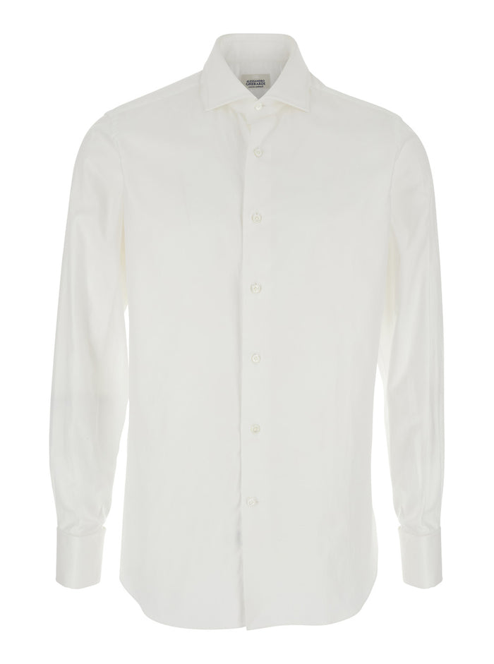 White Shirt with Classic Collar in Cotton Man And Blouses
