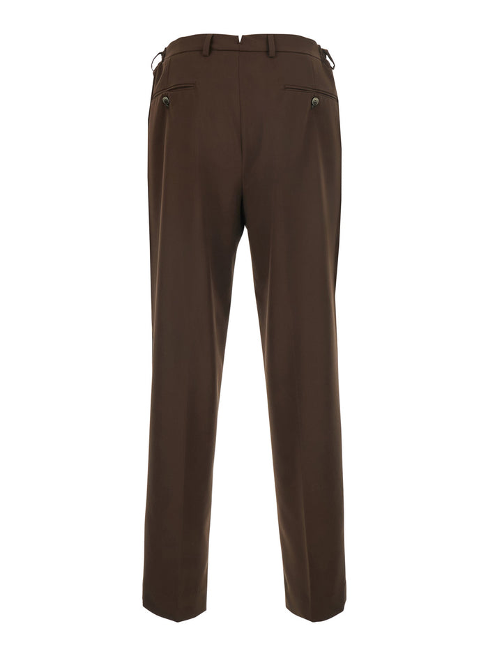 Brown Pants Suit With Pockets And Zip Closure, Tech Fabric, Brown, Man Trousers