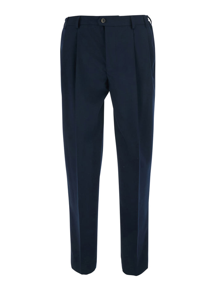 Blue Suit Pants With Pockets And Front Closure. Tech Fabric. Blue. Man Blu Trousers