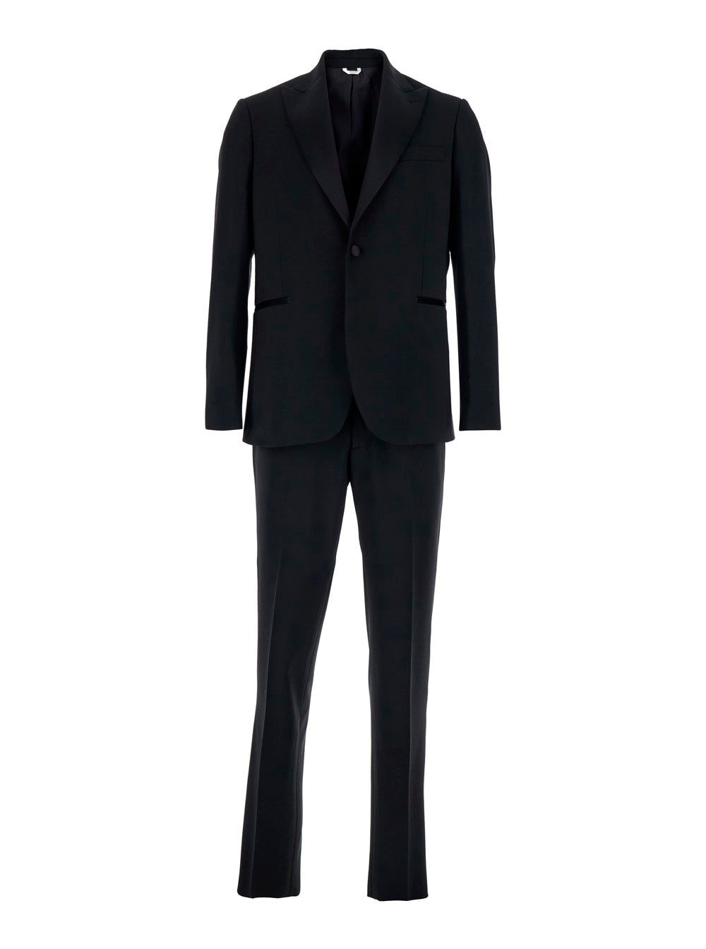 Black Single-Breasted Suit with Peak Revers in Fabric Man Suits