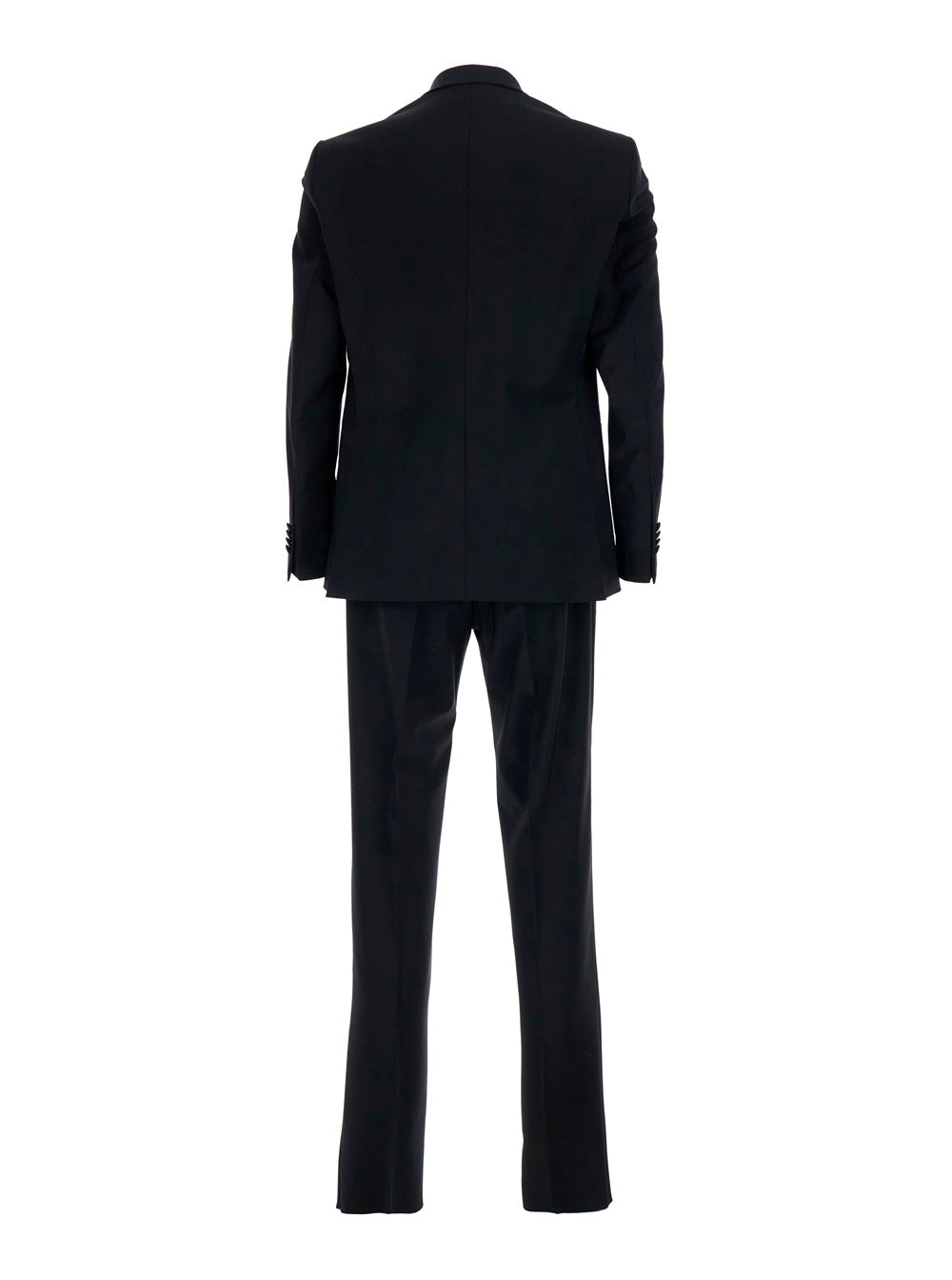 Black Single-Breasted Suit with Peak Revers in Fabric Man Suits