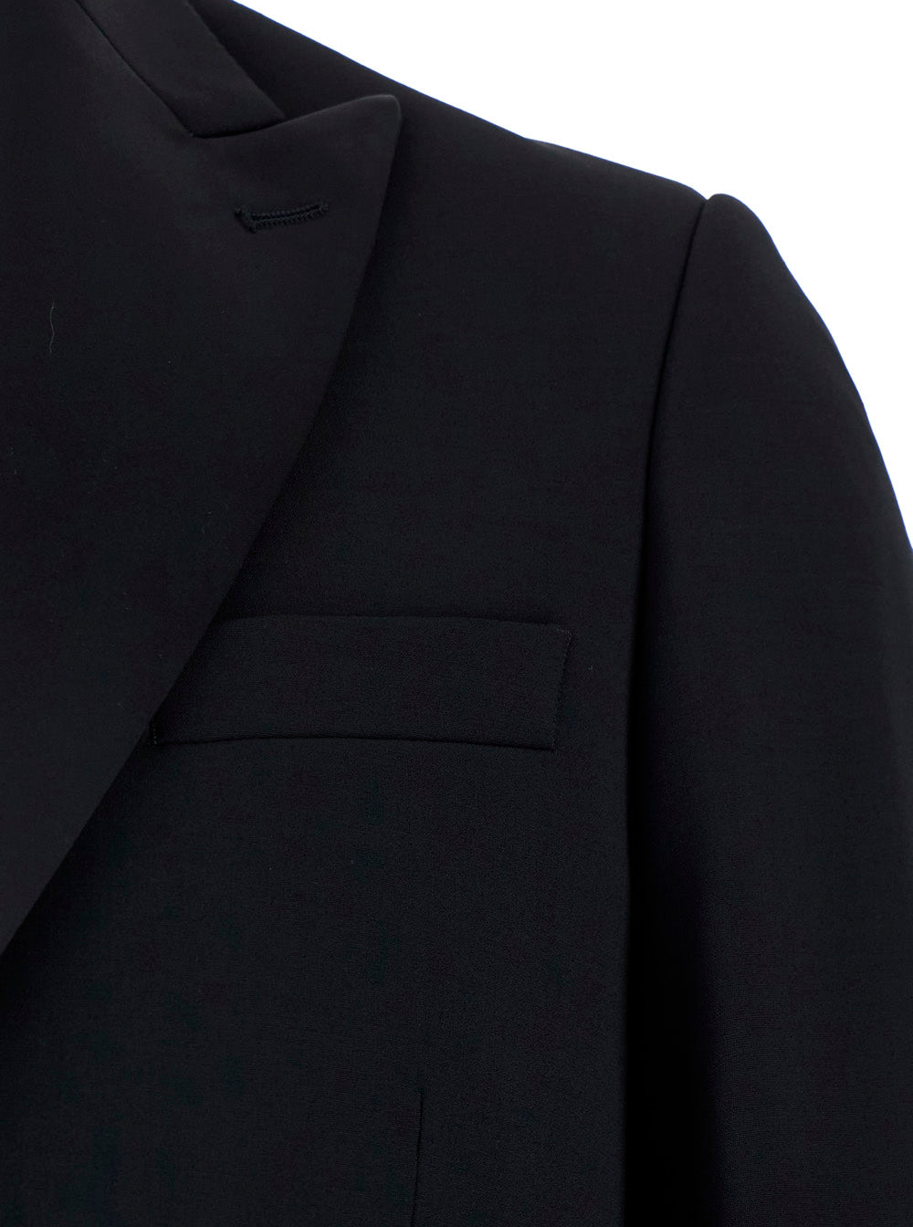 Black Single-Breasted Suit with Peak Revers in Fabric Man Suits