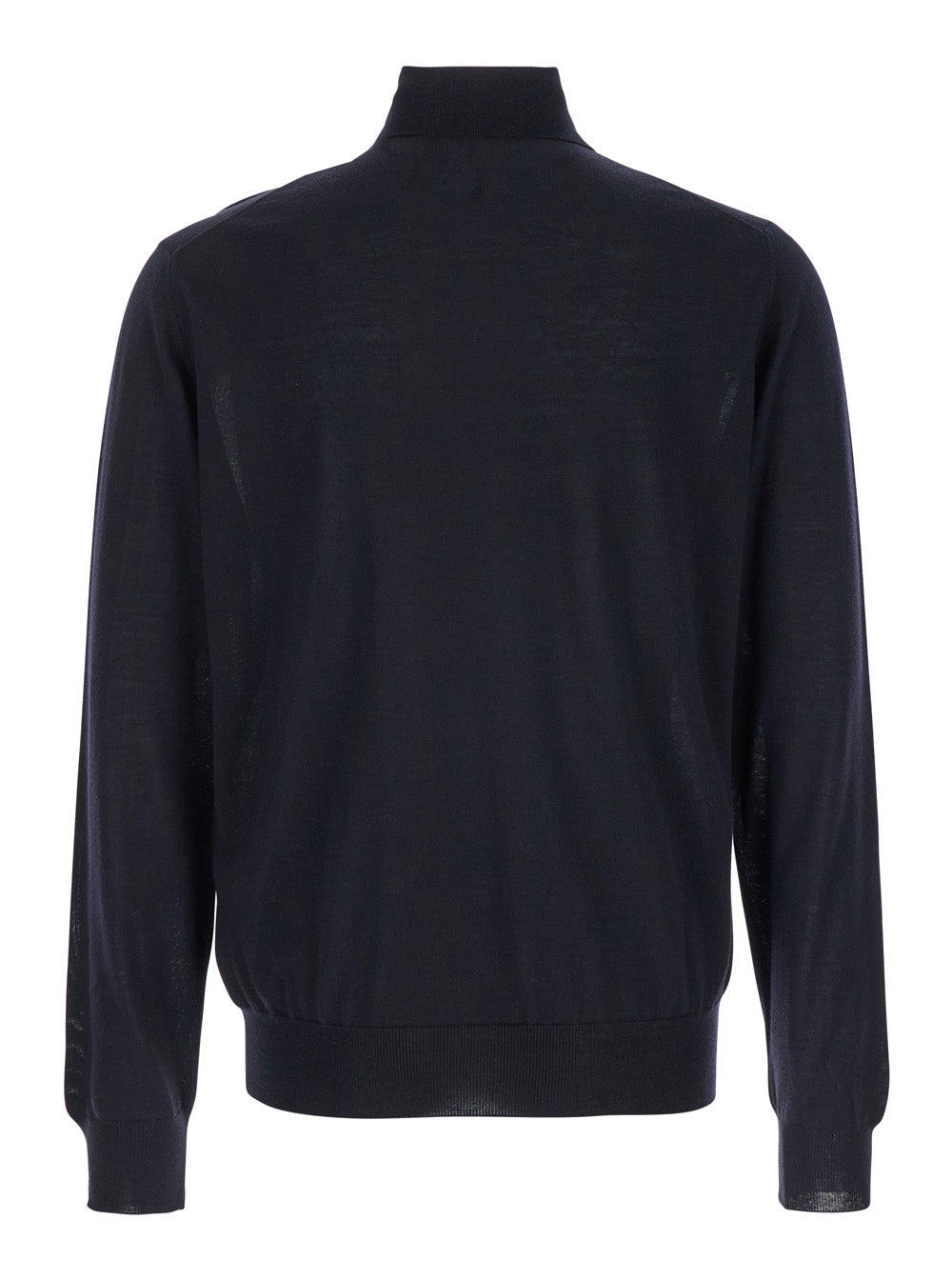 Blue Turtleneck with Long Sleeves in Wool Man Blu Virgin Jersey