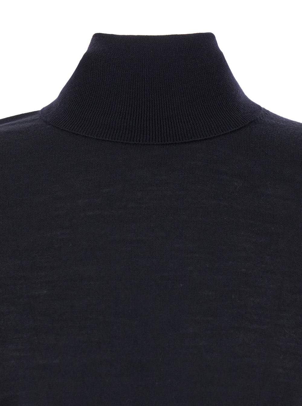 Blue Turtleneck with Long Sleeves in Wool Man Blu Virgin Jersey