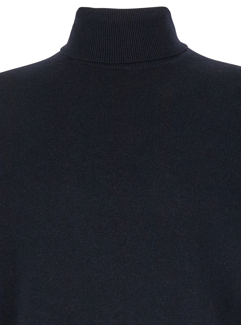 Dark Blue Turtleneck Sweater in Merino Wool and Silk Blend Man Blu Merinos Cashmere Jersey