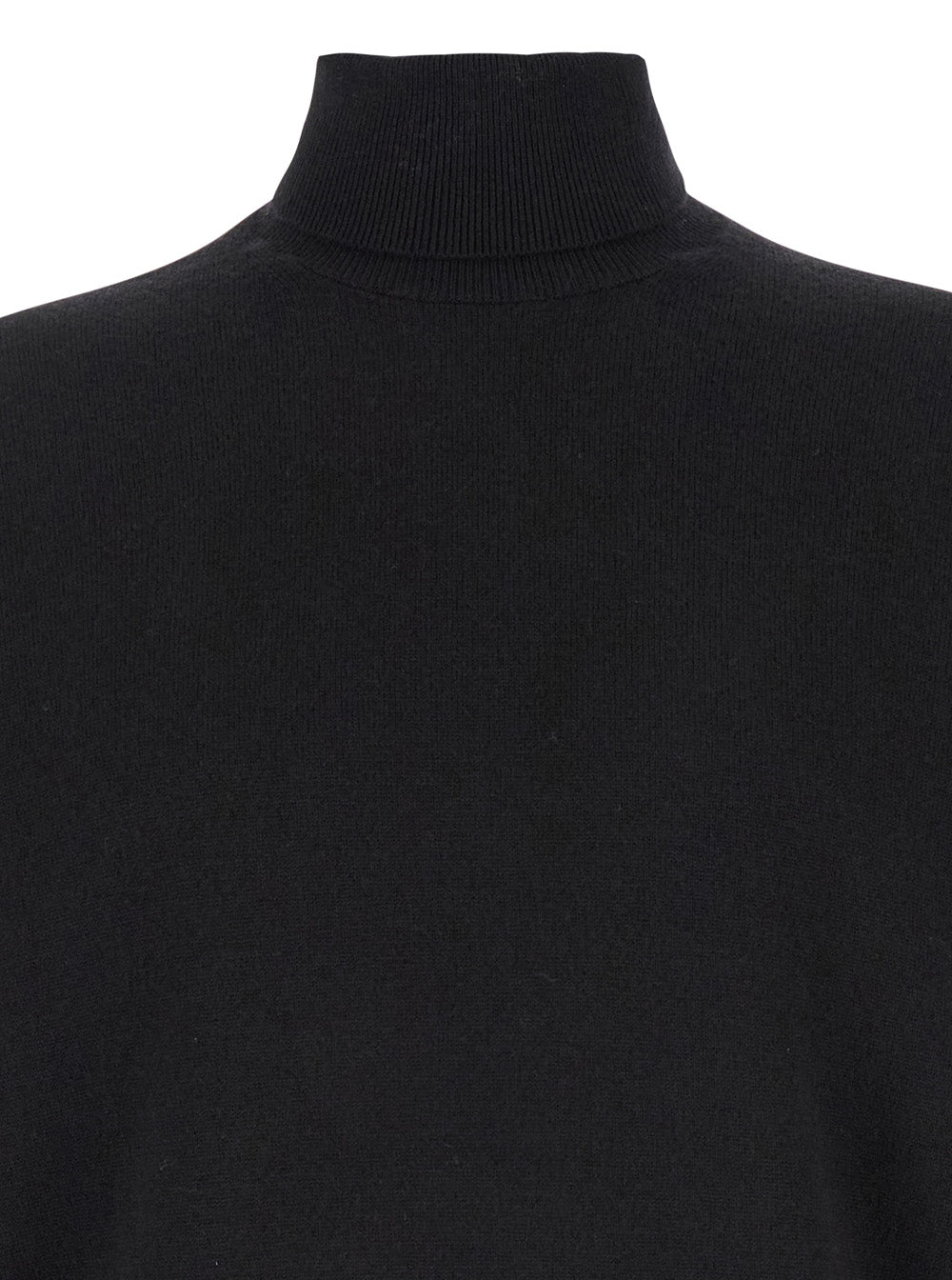 Black Turtleneck Sweater in Merino Wool and Silk Blend Man Merinos Cashmere Jersey