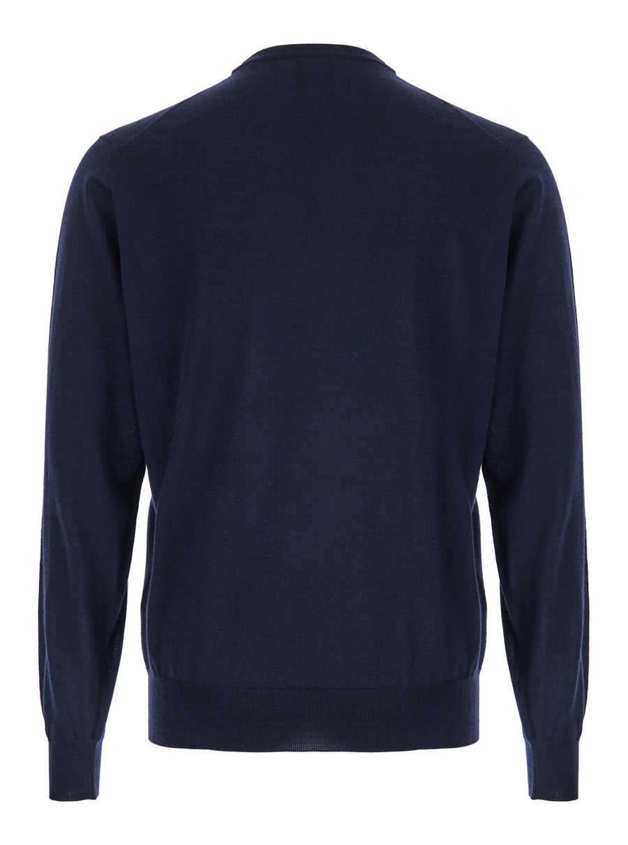 Blue Crewneck Wool And Cashmere Sweater Merinos Tops