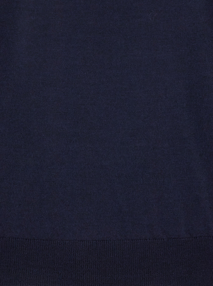 Blue Crewneck Sweater in Wool and Cashmere Man Blu Merinos Silk Jersey