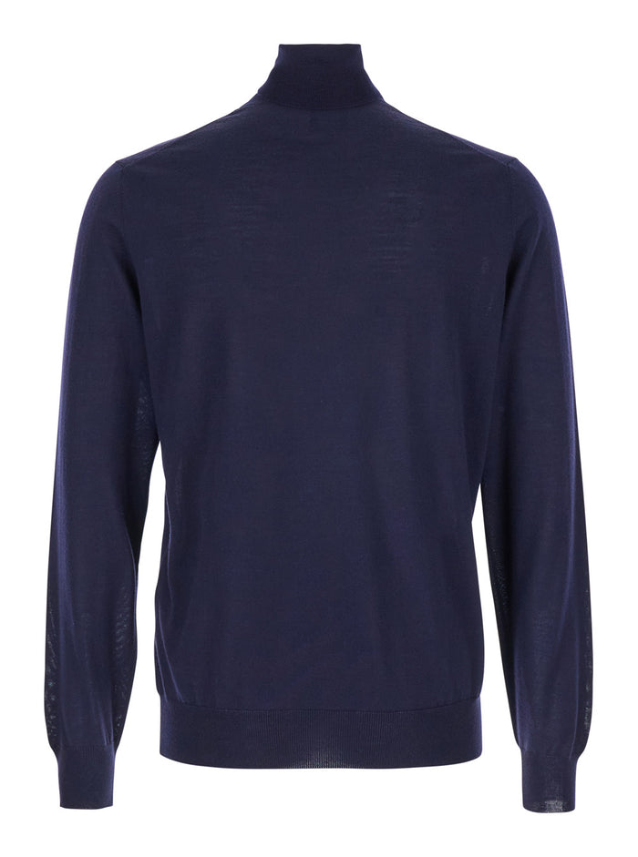 GIROCOLLO IN 100% MERINOS Blu Wool Jersey